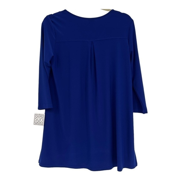 NEW Clara Sunwoo Soft Knit Asymmetrical Tunic Clara Cobalt Blue Size Small  NWT - Picture 2 of 5